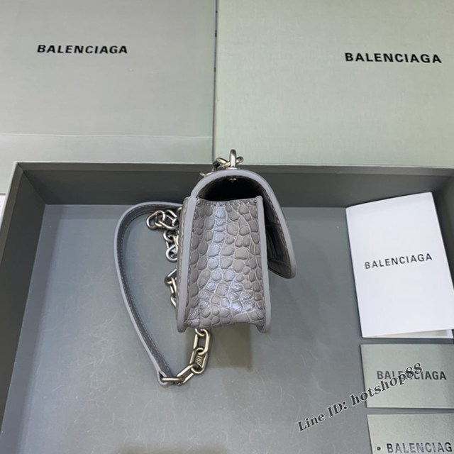 Balenciaga專櫃爆款小號鱷魚深灰肩背包 巴黎世家新款Gossip bag斜挎包 fyj1318